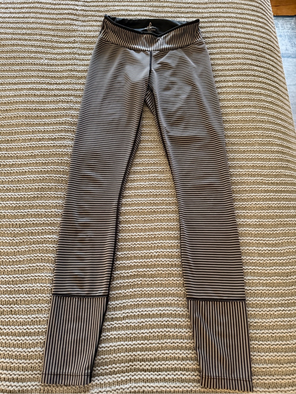 Prana Striped Performance Leggings in Black and Tan